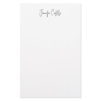 Plain Black White Minimalist Calligraphy Stationery