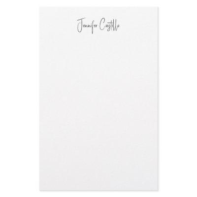 Plain Black White Minimalist Calligraphy Stationery