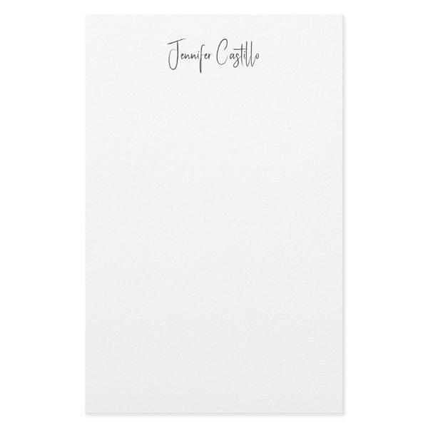 Plain Black White Minimalist Calligraphy Stationery