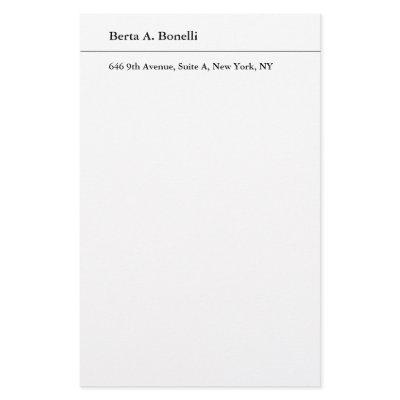 Plain Black White Minimalist Modern Stationery