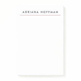 Plain Black White Professional Minimalist Name Post-it Notes