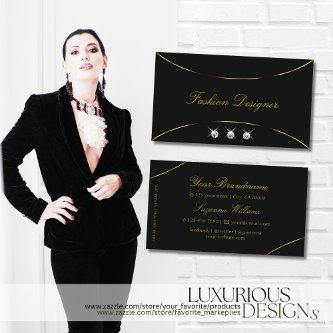 Plain Black with Gold Decor and Diamonds Stylish