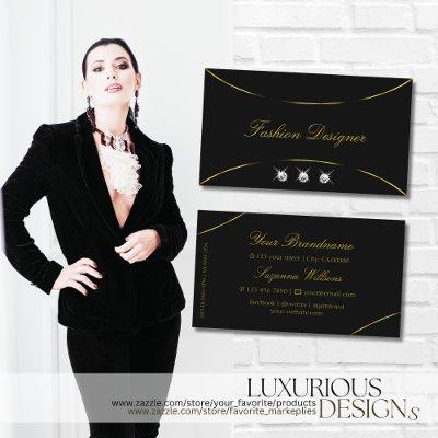 Plain Black with Gold Decor and Diamonds Stylish