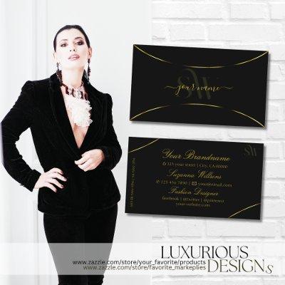 Plain Black with Gold Decor and Monogram Stylish