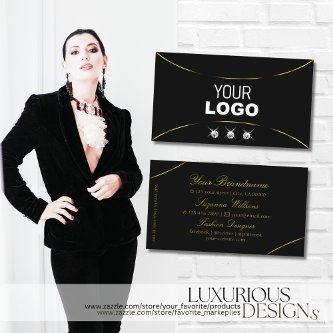 Plain Black with Gold Decor Diamonds and Logo Chic
