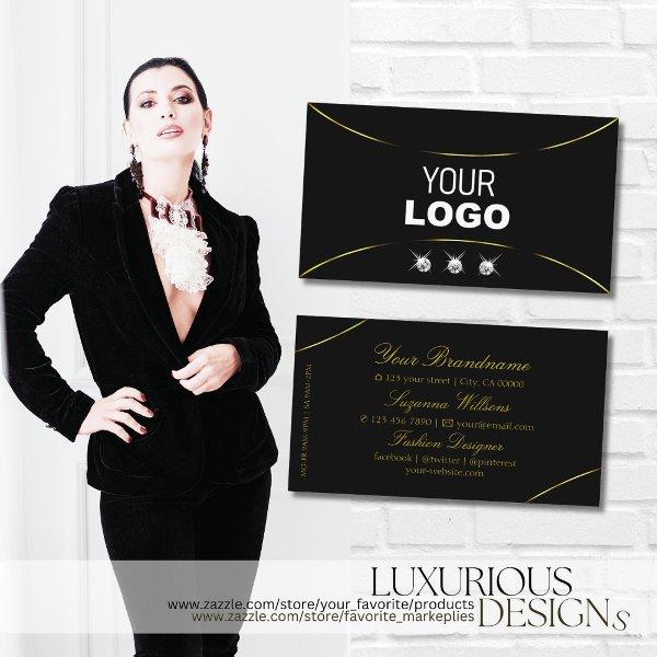 Plain Black with Gold Decor Diamonds and Logo Chic