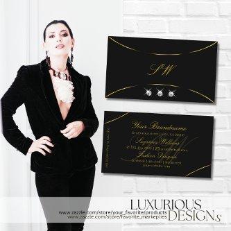 Plain Black with Gold Decor Diamonds and Monogram