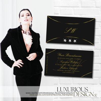 Plain Black with Gold Decor Diamonds and Monogram