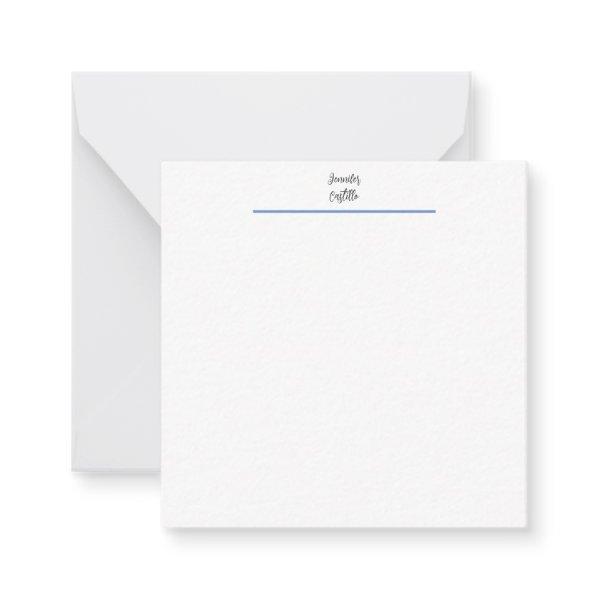 Plain Blue Black White Minimalist Calligraphy Note Card