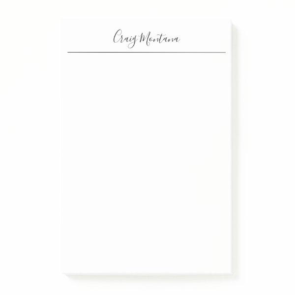 Plain Calligraphy Stylish Chic Your Name Edit Post-it Notes