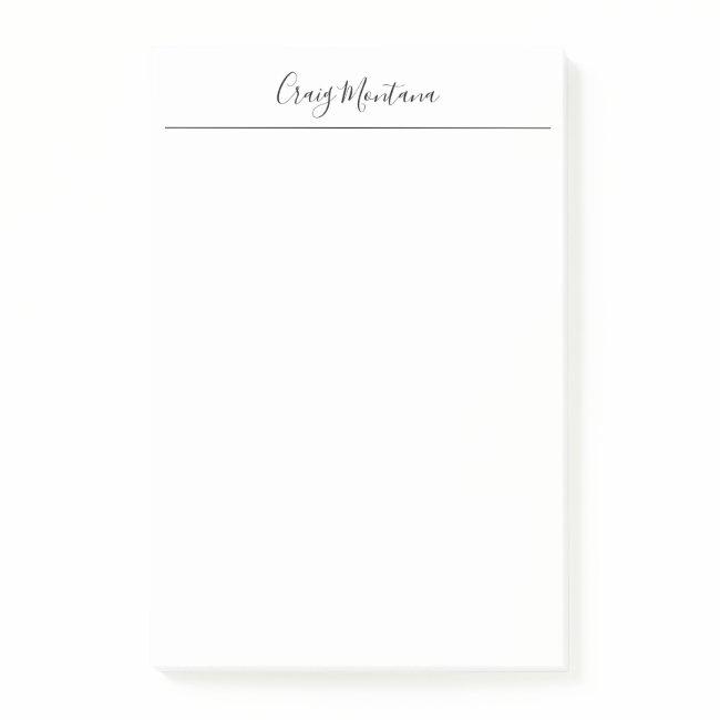 Plain Calligraphy Stylish Chic Your Name Edit Post-it Notes