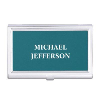 Plain Dark Teal Color Personalized Custom Name  Case