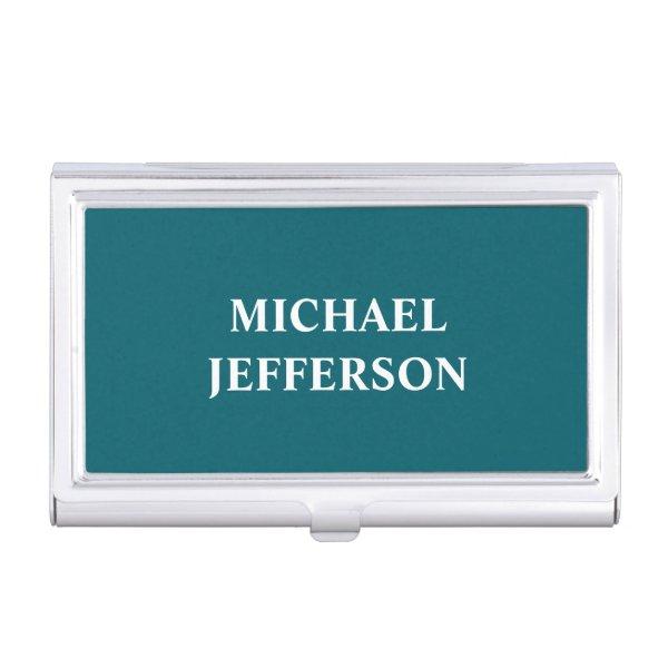 Plain Dark Teal Color Personalized Custom Name  Case