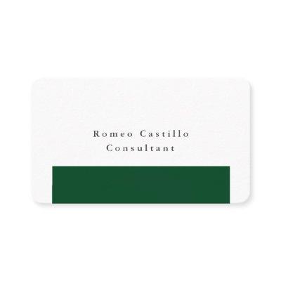Plain Elegant Forest Green White Minimalist Design
