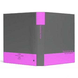Plain Elegant Modern Simple Pink / Grey Stripe 3 Ring Binder