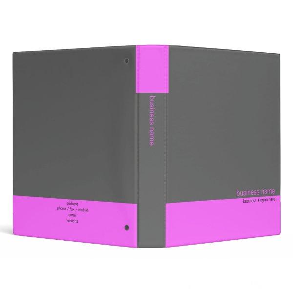 Plain Elegant Modern Simple Pink / Grey Stripe 3 Ring Binder