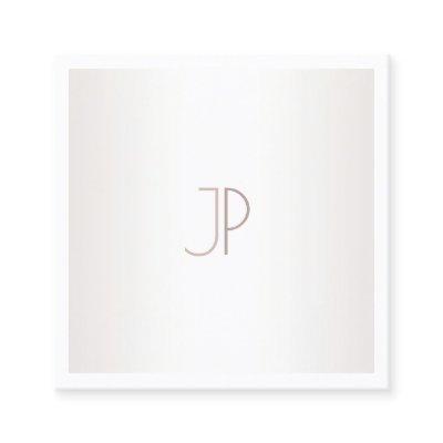 Plain Elegant Modern Trendy Design Monogram Silver Square