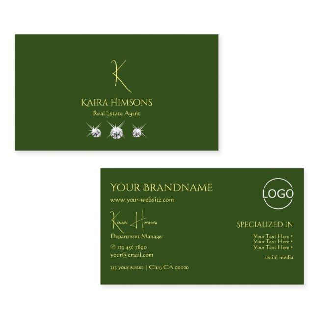 Plain Forest Green with Monogram Logo and Jewels