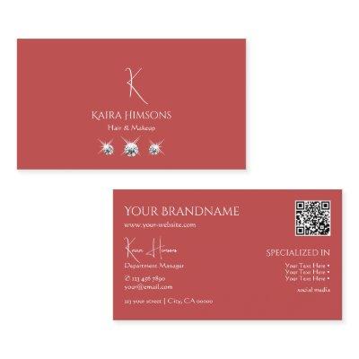 Plain Indian Red with Monogram QR-Code and Jewels