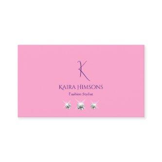 Plain Light Pink with Monogram and Jewels Stylish