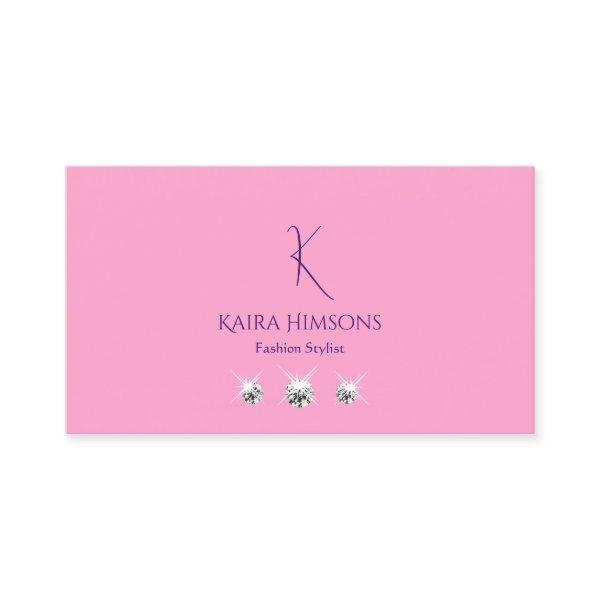 Plain Light Pink with Monogram and Jewels Stylish