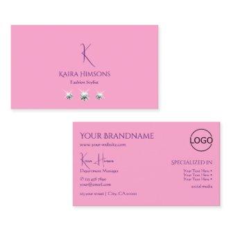 Plain Light Pink with Monogram Logo and Jewels