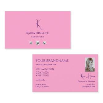 Plain Light Pink with Monogram Photo and Jewels
