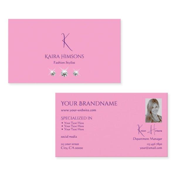 Plain Light Pink with Monogram Photo and Jewels