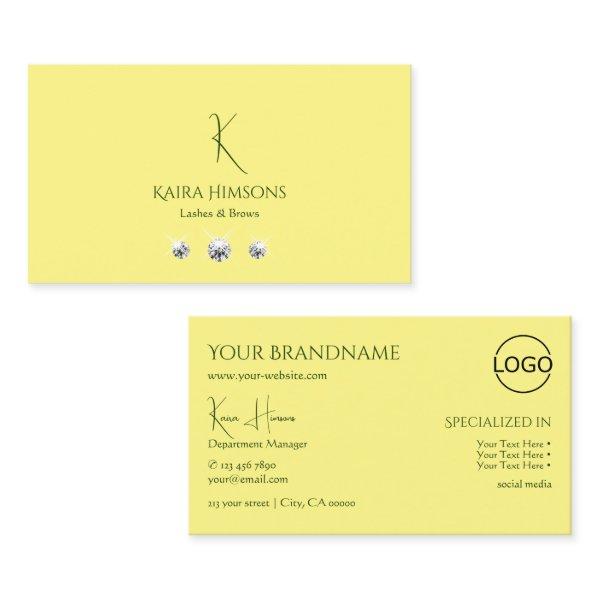 Plain Light Yellow with Monogram Logo and Jewels