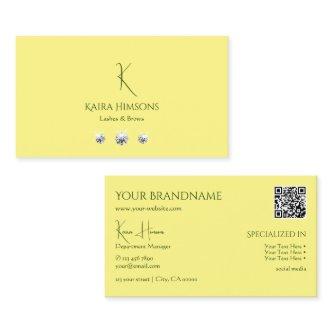 Plain Light Yellow with Monogram QRCode and Jewels