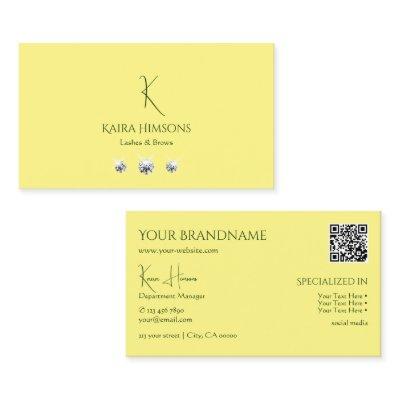 Plain Light Yellow with Monogram QRCode and Jewels