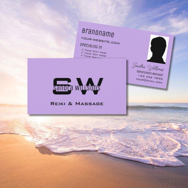 Plain Lilac with Monogram and Photo Light Purple