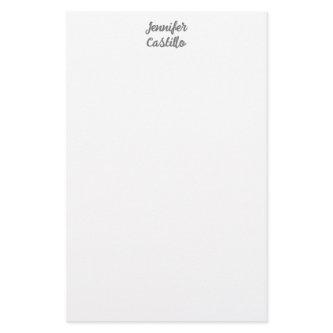Plain Minimalist Classical Calligraphy Name Stationery