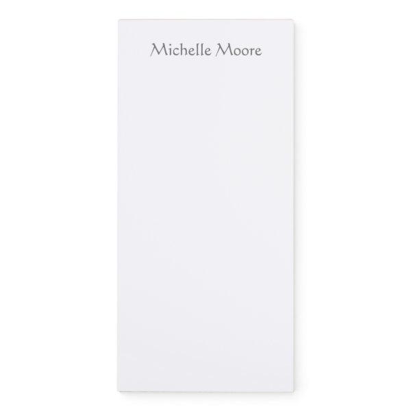 Plain Modern Minimalist Name Personalized Magnetic Notepad