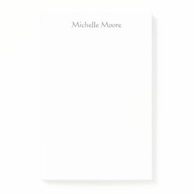 Plain Modern Minimalist Name Personalized Post-it Notes