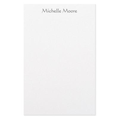 Plain Modern Minimalist Name Personalized Stationery