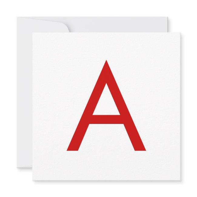 Plain Modern White Red Monogram Initial Letter Invitation