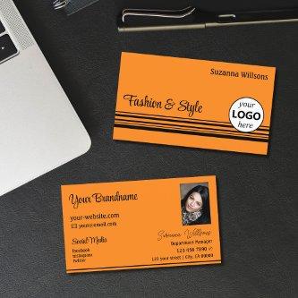 Plain Orange Black Stripes with Logo and Photo