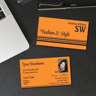Plain Orange Black Stripes with Monogram and Photo