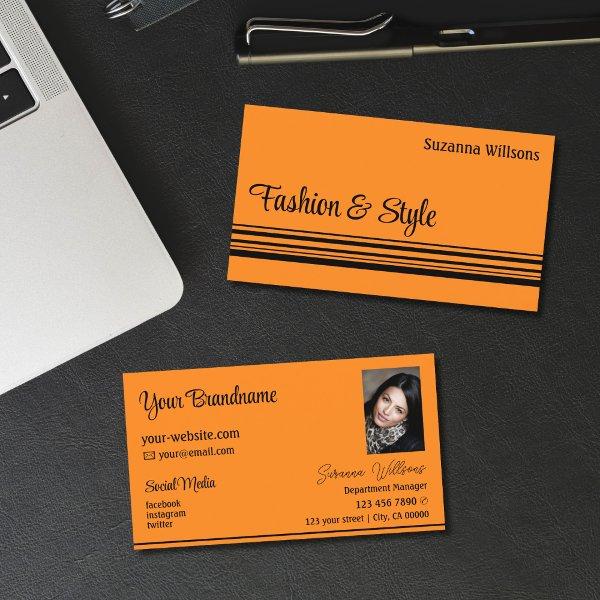 Plain Orange Black Stripes with Photo Professional