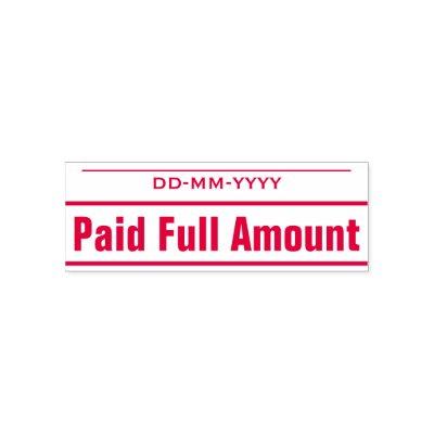 Plain "Paid Full Amount" Rubber Stamp