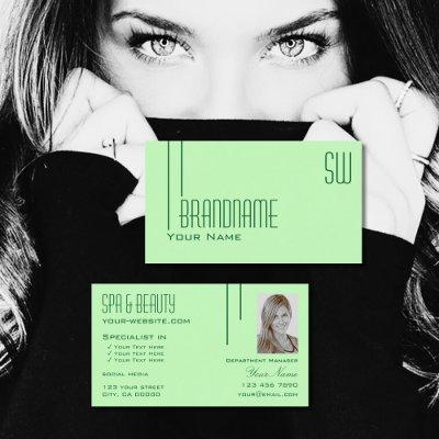 Plain Pastel Green with Monogram and Photo Modern