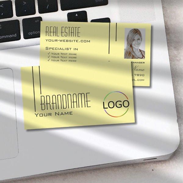 Plain Pastel Yellow with Logo & Photo Professional