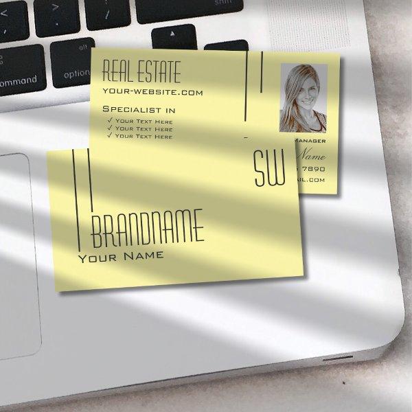 Plain Pastel Yellow with Monogram and Photo Modern