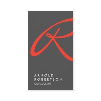 Plain Red Gray Trendy Monogram