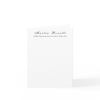 Plain Simple Black White Trendy Calligraphy Script Note Card