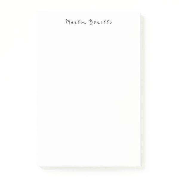 Plain Simple Black White Trendy Calligraphy Script Post-it Notes