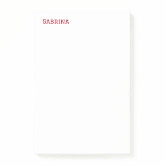Plain Simple Clean Professional Name Red White Post-it Notes