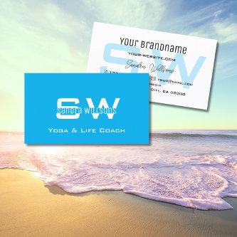 Plain Sky Blue White Modern Simple with Monogram