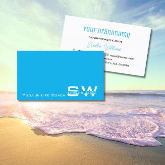 Plain Sky Blue White Modern with Monogram Simple